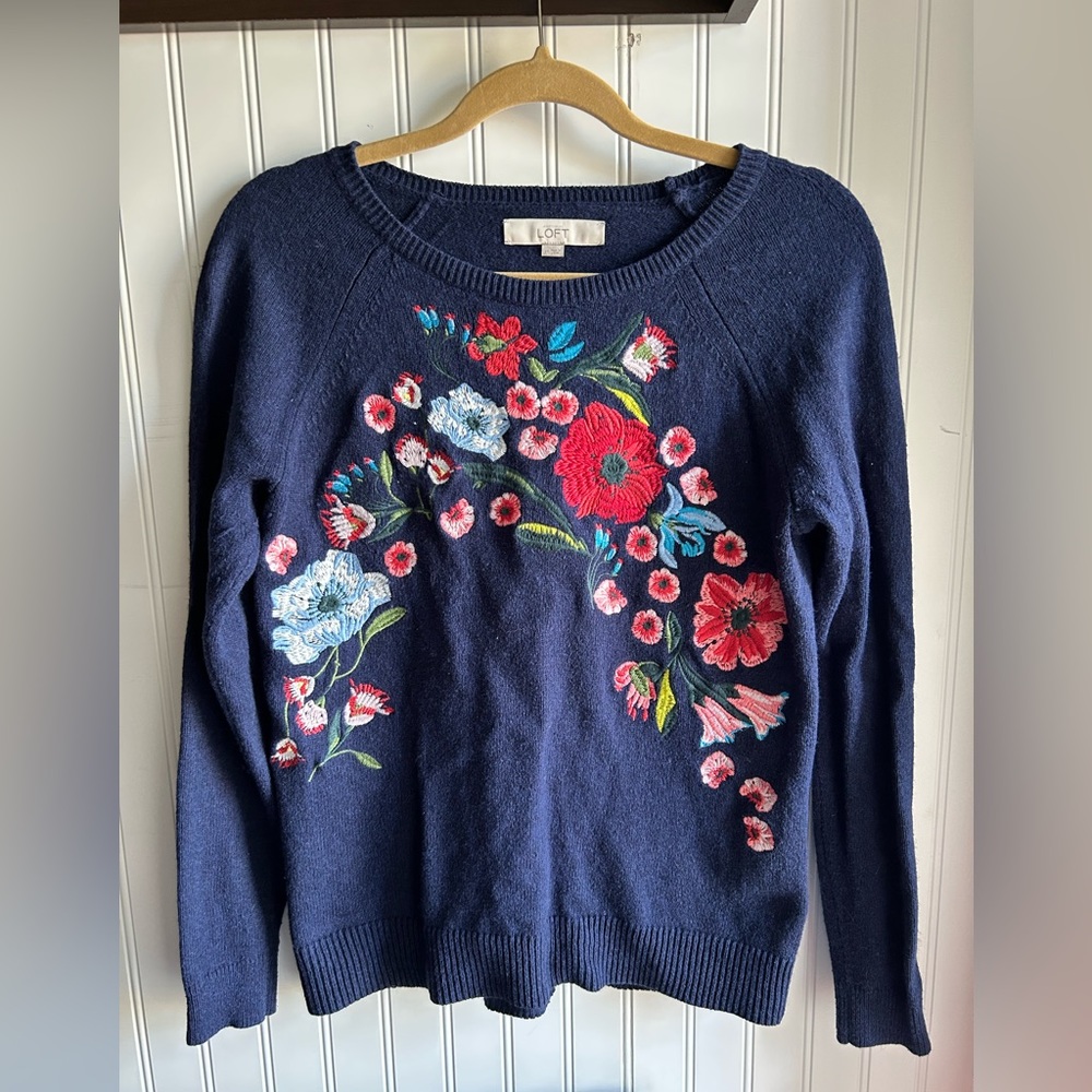 Loft size medium embroidered sweater